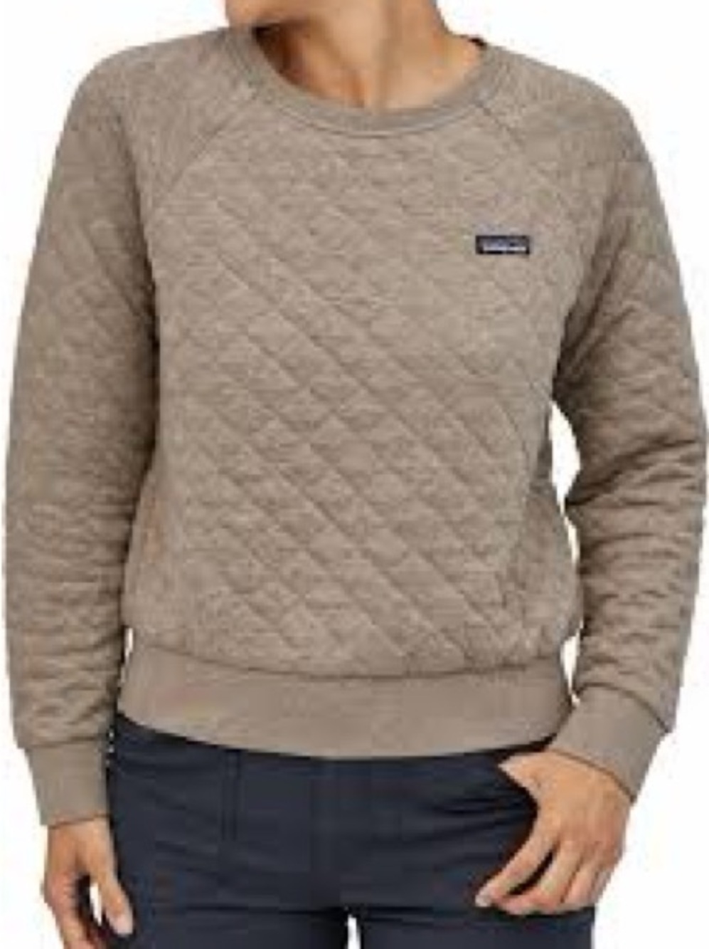 Patagonia Quilted Crewneck Sweater in Taupe